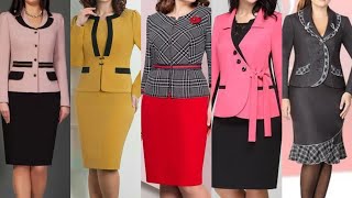 most upcoming dresses of 2020 professional business women bodycon dresses with jackets design [upl. by Sonitnatsnok]