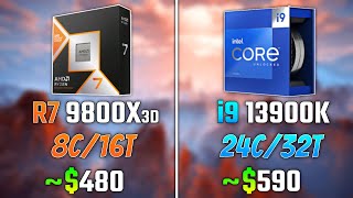 AMD RYZEN 7 9800X3D vs INTEL i913900K  Test in 6 Games [upl. by Worlock]