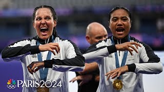 New Zealand womens rugby performs Haka after gold medal win  Paris Olympics  NBC Sports [upl. by Gerbold]