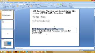 BPC 110 Version for BW4HANA  Embedded Planning Demo [upl. by Woodring958]