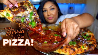 ATTEMPTING A BIRRIA PIZZA WITH CONSOME  FULL RECIPE  MUKBANG [upl. by Kcirdneked]