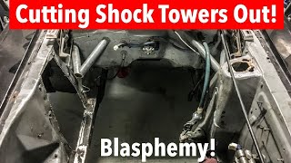 Removing Shock Towers on a 67 Mustang  TCI Install Part 2  Ep 13 [upl. by Dnalkrik]