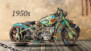 Restoration Heavy Abandoned Chopper from 1950s  Rusty Huge Old 750cc Motorcycle Repairing [upl. by Tower809]