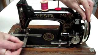 How to thread a Little Vesta vintage sewing machine  Vesta nahmaschine [upl. by Combe]