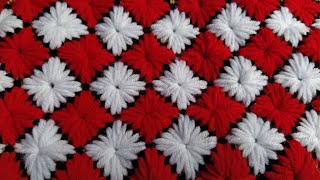 Woolen flowerdoormatrugstablemathow to make sitting mat design  ason selai বকুল ফুল নকশা [upl. by Alyahs]