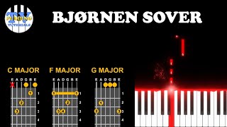 Bjørnen sover instrumental karaokeversjon  med TEKST og gitarakkorder [upl. by Yrrah]