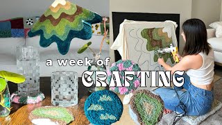 a week of crafting  punch needle ideas rug tuft with me diy checkered cups [upl. by Rainer]