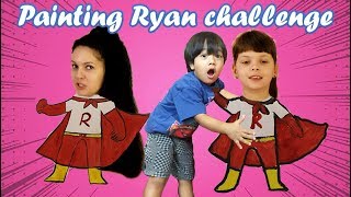 Painting Ryan Superhero Red Titan Challenge Mommy vs Daughter [upl. by Rotsen13]