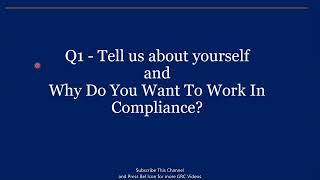 Compliance  Questions and Answers for Compliance Officer or Manager Job  Part 2 [upl. by Vandervelde]