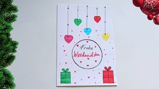 Weihnachtskarten basteln einfach DIY Weihnachtskarte Tutorial Weihnachtsgeschenke selber machen [upl. by Nwahsauq]