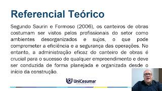 A IMPORTÂNCIA DO ENGENHEIRO CIVIL NA OBRA TCC UNICESUMAR [upl. by Tnomyar277]