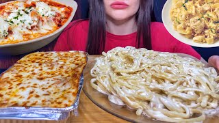 ASMR EATING CHEESY LASAGNA  CREAMY PASTA MUKBANG No Talking [upl. by Atnuhs]