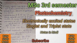 Photochemistry • Electronically Excited States • Singlet and Triplet state • MSc • BSc [upl. by Ttennej]