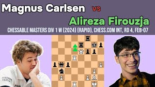 Magnus Carlsen sacrifices his rook to Alireza Firouzja in the Chessable Masters final [upl. by Carolann]