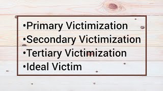 Primary Second and Tertiary Victimization Types Of Victims in Victimology [upl. by Cirnek]