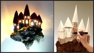 ❣DIY Fantasy Floating Castle Lamp Recycling TRASH❣ [upl. by Ynahirb180]