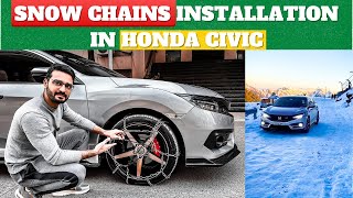 HOW TO APPLY SNOW CHAINS IN HONDA CIVIC  DRIVING IN SNOW ❄️ [upl. by Stedt790]