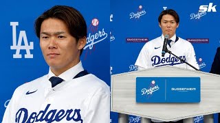 MLB News  MLB fans impressed as Yoshinobu Yamamoto introduces in English during Dodgers presser [upl. by Fidellia]