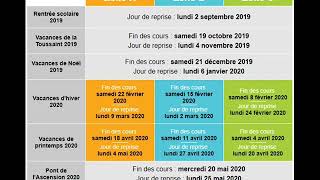 Vacances scolaires 2019  2020 [upl. by Eisserc]