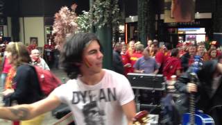 Rafael Nadal Playing  guitar for Belgian Fans in Merchant Square Glasgow [upl. by Elleirua]