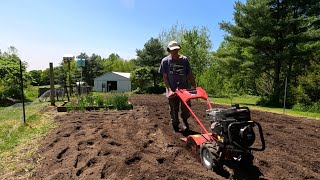 Rototilling Our Main Vegetable Garden  TroyBuilt Pony Rototiller [upl. by Brade173]