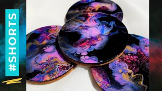 Sophisticated and Elegant Coaster Set  Acrylic Pouring amp Resin on Coasters Short [upl. by Eintirb]