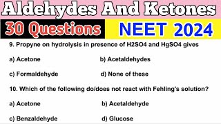 Aldehydes And Ketones Class 12 MCQ  Organic Chemistry  NEET Chemistry 2024  Most Important [upl. by Blanca625]