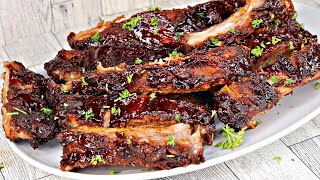 EASY Fall Of The Bone BBQ Ribs  How To Make Oven Baked Ribs [upl. by Navac154]