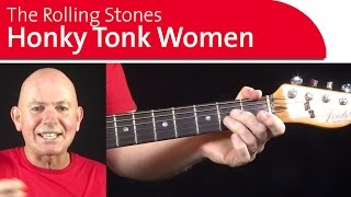 Honky Tonk Woman Guitar Lesson  Verse Intro [upl. by Tamer]