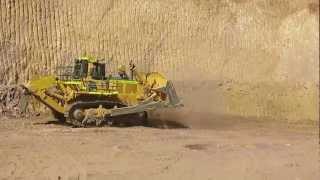 Komatsu D375A6 Dozer doing cleanup [upl. by Enaffit827]