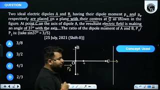 Two ideal electric dipoles A and B having their dipole moment p1 and p2 respectively are placed [upl. by Sergei781]