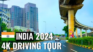 4K Driving in India 2024  Gurugram Gurgaon  Noida 🇮🇳 [upl. by Esirehc]