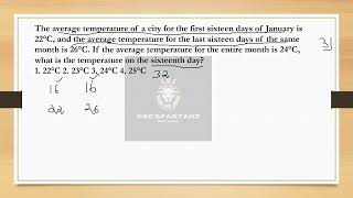 The average temperature of a city for the first sixteen days of January is 22°C ssccgl malayalam [upl. by Magill5]