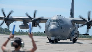 US Air Force AC130J Gunships Land at Hurlburt Field [upl. by Fonz125]