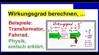 Wirkungsgrad berechnen einfach erklärt mit Beispielen Trafo Fahrrad Physik [upl. by Matthiew912]