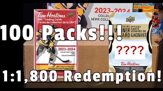 100 Packs of 202324 Tim Hortons hockey cards 3 Big hits What a box [upl. by Malachi436]