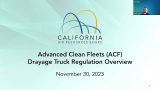 Advanced Clean Fleets  Drayage Training Webinar [upl. by Enenej]