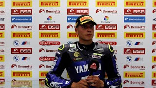 2024 Bennetts British Superbikes RD9  Oulton Park  Race 1 podium reactions [upl. by Eleira]