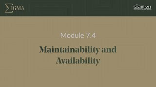 74  Maintainability and Availability [upl. by Naut]