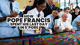 With the young and old – how Pope Francis spent his last day in Singapore [upl. by Elatnahs]