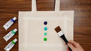 How To Night Sky Painting on Eco Bag｜Easy Aurora Acrylic Painting With 7 colors For Beginners 1129 [upl. by Aillij]