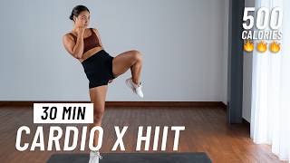 30 MIN CARDIO HIIT WORKOUT  Kickboxing Inspired Full Body No Equipment At Home [upl. by Hanoj]