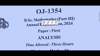 Bsc 3rd year maths 1st paper Bsc3rd year mathematics paper 1st Analysis Bsc part 3 maths paper 1st [upl. by Pilar94]