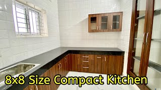 Compact Kitchen Design  8’x 8’ feet Kitchen Size  Modular Kitchen smallkitchenideas [upl. by Dzoba]