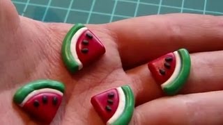 Tutorial 38 • fette di cocomero in fimo  how to create a watermelon in polymer clay [upl. by Male142]