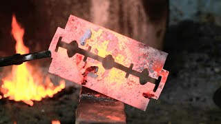 Made a giant razor blade  How to make a razor blade  Blacksmith [upl. by Rosalia]