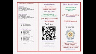 DAY1 Online Short Term Course on “Current Trends in Condensed Matter Physicsquot CTCMP [upl. by Siegfried]