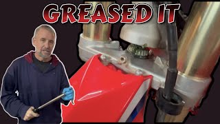 How To LUBE A STEERING HEAD CRF450 Tech Tip [upl. by Schacker824]