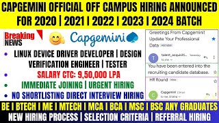 🔥Capgemini Biggest New Hiring Announcement  Capgemini OFF Campus Drive For 2024  2023  2022 Batch [upl. by Adlare89]