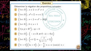 Négation d’une proposition — logique mathématique — Opérations sur les propositions — 1 BAC SMSE [upl. by Saleme]